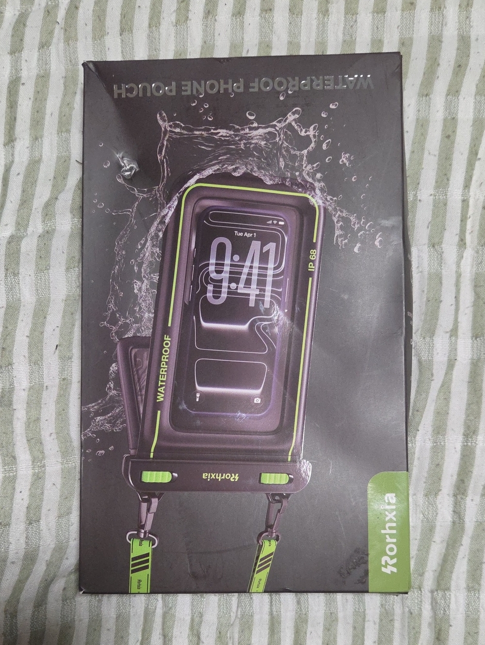 Waterproof Phone Pouch – Black with Lime Green Trim